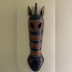 Giraffe, tribal mask African tribal mask wooden wall mask. Pre-owned.
